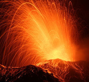 Volcano erupting as Earth releases her lower energies